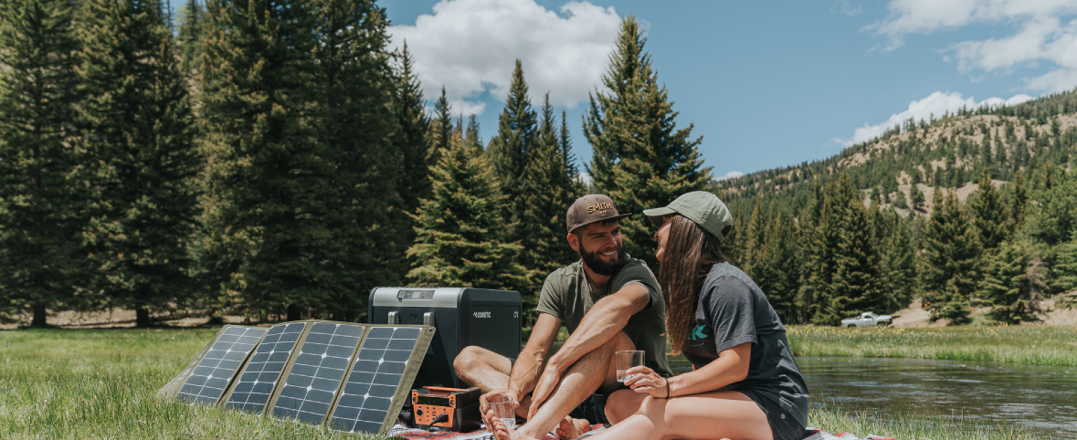 camping with Rechargeable portable Power Station
